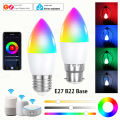 Tuya Zigbee 3.0 Smart Candle Light E27 B22 Lamps RGBCW Works With Alexa Echo Plus  Home Assistant APP Voice Control 2MQTT. 