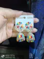 Silver Indian Stone Jhumka Earrings. 