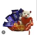 Cadbury Dairy Milk Chocolate Gift Basket with Small Cute Teddy Bear.. 