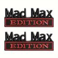 2PCS Mad Max Edition Emblem Sticker Badge Fender Funny Decals Car Truck Replacement Door for Universal Vehicle SUV Motorcycle.