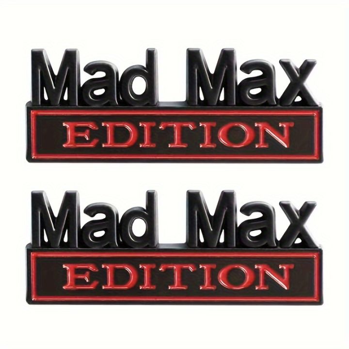 2PCS Mad Max Edition Emblem Sticker Badge Fender Funny Decals Car Truck Replacement Door for Universal Vehicle SUV Motorcycle