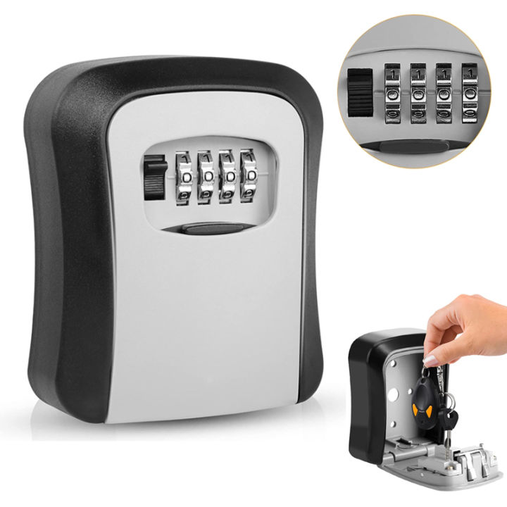 Wall Mount Key Lock Box 4 Digit Password Code Security Lock No Key for ...