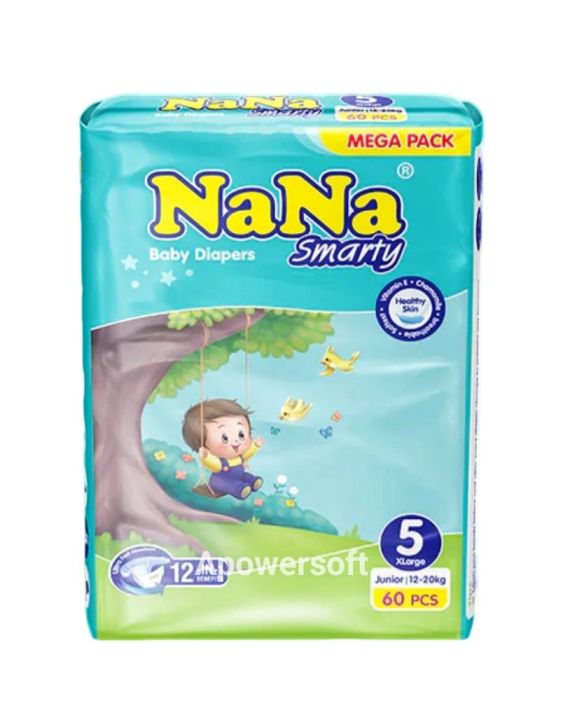 Nana Smarty baby diaper Mega pack size 5 Extra Large 60 Pcs