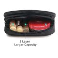 Women's Mirror Mini Cosmetic Bag Simple Waterproof Storage Box Black Double Layer Lingge Make Up Brush Beauty Organizer Supplies. 