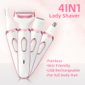 4 In 1 Electric Lady Shaver, Body Hair Removal Epilator, Painless Cordless Trimmer Razor,  For Women. 