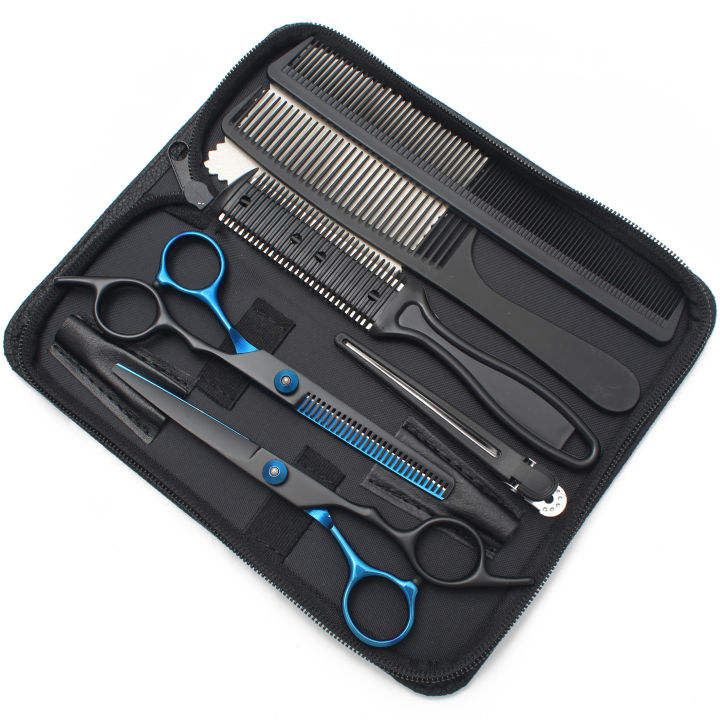 Hair%20Scissors%206"%20Japan%20Stainless%20Hairdressing%20Scissors%20Blue%20Hair%20Scissors%20Barber%20Shop%20Thinning%20Scissors%20Haircut%20Set%20Comb%20C1001%20-%20Image%203