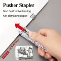 Clip Pusher Stapler and Push Clip Binder Clips，Modern Stapler Push Clamp Office Paper Clip Book Binding Machine Office Supplies. 