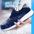 Breathable Safety Shoes Man Steel Toe Anti-Puncture Reinforced Sole Men's Work Shoes Lightweight Slip Resistant Safety Sneaker.