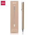 Deli High Quality Metal Gel Pen Golden Signing Pen Black Ink Signing Pen Writing Stationery For Office Student Supplies. 