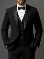 Men's Formal Suit Set Business Casual Slim Fit Tuxedo for Wedding, Long Sleeve Notch Lapel, Groom. 