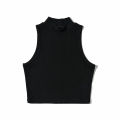 Summer Black Women Fashion Crop Top High Neck Black Sleeveless Tank Tops with Breathable and Comfortable Fit.