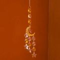 1 Pc Artificial Crystal Charm, Alloy Moon and Star Pendant for Indoor Home, Wedding Party Decoration, Outdoor Garden Suncatcher. 