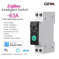 GEYA WiFi/ZigBee Smart Circuit Breaker MCB With Metering 63A DIN Rail for Smart Home Wireless Remote Control Switch by Tuya APP. 