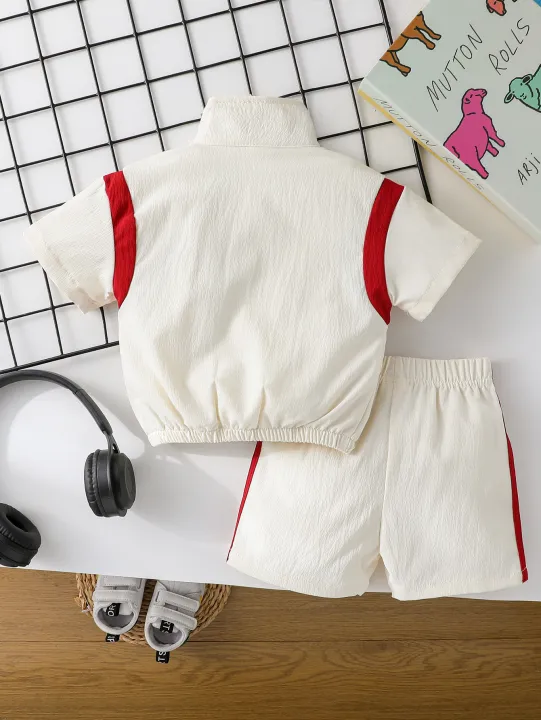 2Pcs%20Baby%20Boys%20Short%20Sleeve%20With%20Zipper%20Top%20&%20Pants%20Set%20Summer%20Outdoor%20Sports%20Clothes%20For%201-3Y%20Casual%20-%20Image%202