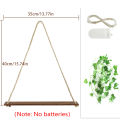 Wood Shelf with Leaf Hanging Decoration LED Shelf Decor Aesthetic Room Decor Floating Shelves Wall Display Stand for Living Room.