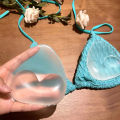 1 Pair of Invisible Bikini Self-Adhesive Thickened Waterproof Bra Pads, Cute Strapless Triangle Silicone Breast Pads, Lift and Gather Silicone Bra Inserts. 