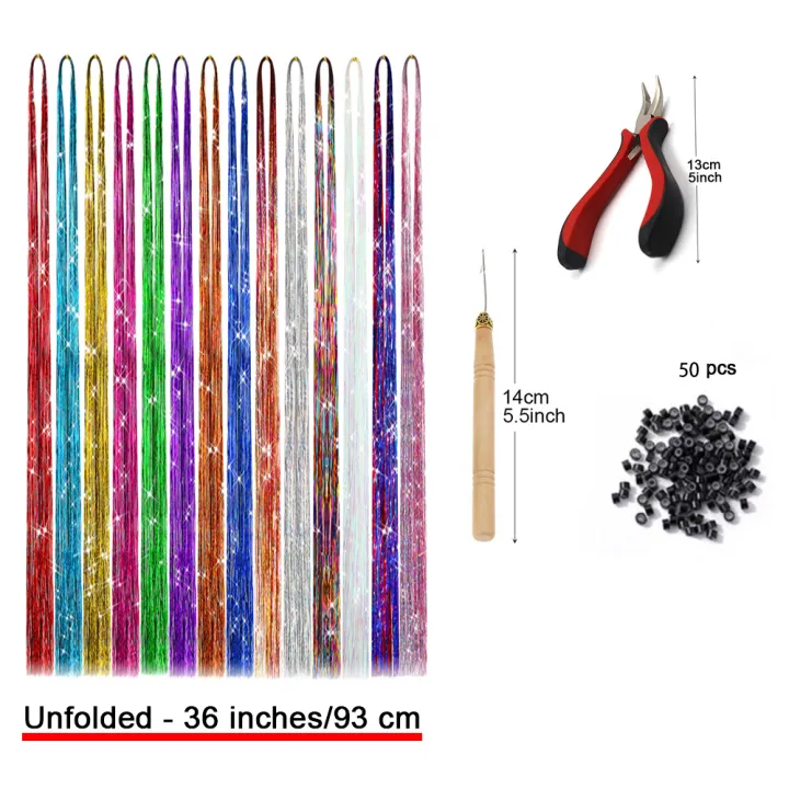 Hair%20Tinsel%20Kit%20With%20Tools%20200%20Strands%20Glitter%20Tinsel%20Hair%20Extensions%20Heat%20Resistant%20Highlights%20Sparkling%20Fairy%20Hair%20For%20Women%20-%20Image%202