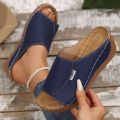 Women Wedge Slippers Summer 2025 New Fashion Slippers Open Toe Breathable Sandals Comfortable Buckle Woman Shoes Slides Women. 