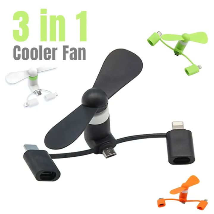 Mini Android Fan Creative USB Fan Mini Fan Android Type-C 3 In 1 Mobile Fan Portable ...