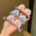 2Pcs/Set New Cute Solid Rabbit Ears Clips for Baby Girls Handmade Kawaii Barrettes Headwear Kids Hair Accessories. 
