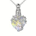 Heart Tree of Life Urn Necklace for Ashes Cremation Jewelry Crystal Memorial Mothers Day  for Women Mom Sister Friend. 