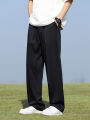 Summer Korean Men's Pants Light&Thin Polyester Elastic Waist Semi-Wide Loose Slacks Drape Suit Pants Male Casual Trousers. 