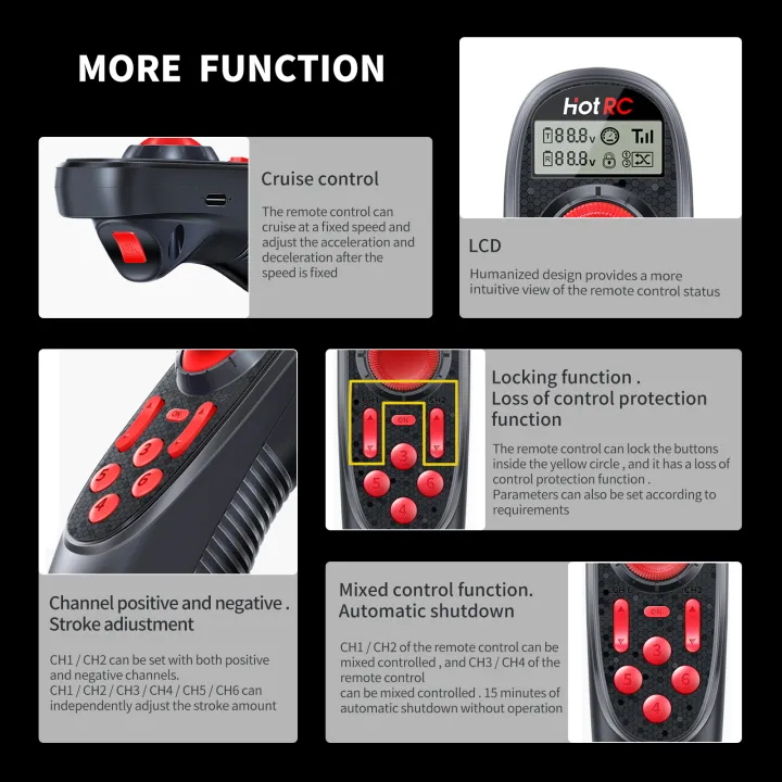 HOTRC%20DS-600%206CH%202.4GHz%20Radio%20System%20Transmitter%20Remote%20Controller%20with%20DS%20600%20PWM%206%20Channel%20Receiver%20for%20RC%20Boat%20-%20Image%206