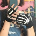 New Punk Gloves Unisex Halloween Skeleton Skull Half Finger Gloves Glow In The Dark Fingerless Stretch Knitted Winter Mittens.