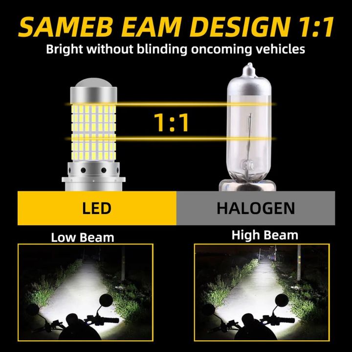 1PCS%20H4%20P15D%20BA20D%20Motorcycle%20Headlight%20Bulbs%20144%20SMD%20Super%20Bright%20White%2012v%20LED%20Headlamp%20Fog%20Light%20Spotlight%20Play%20and%20Plug%20-%20Image%203