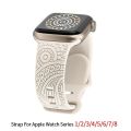 (Only Strap) Hot Engraved Pattern Silicone Band For Apple Watch 49mm 45mm 44mm 40mm 41mm Sport Loop Strap For Iwatch Series 9 8 Ultra 7 6 5 4. 