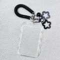 durable transparent PVC student ID and access card holder, includes sliding cover, keychain, and meal card holder for easy card.