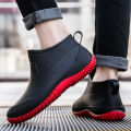 Men's Ankle Rain Boots Women's waterproof Shoes Non-slip Waterproof Work Shoes Winter Warm Cotton Platform Soft Sole Rain Shoes.