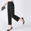 Summer Thin Breathable Elastic Pants 8XL Women's Solid Color High Waisted Loose Casual Pants Middle-aged Elastic straight leg.
