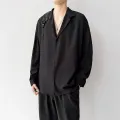Korean Fashion Men's Shirt Spring Summer New Loose Casual Long-sleeved Lapel High Street Male Suit Shirt White Black Gray Green. 