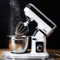 New Argentina ATMA Dough Maker Stand Mixer 700w With 6 Rotating speed 85qt Stainless Steel Body | Mixing Bowl Atta Gunday Wali Machine Beater Dough Hook 3 Blades Metal Bowl Whisk Household Use Seco.(WHITE). 