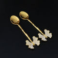 6 pieces of rhinestone butterfly design spoon combination set, coffee spoon, dessert fruit spoon, festive dinner table spoon..