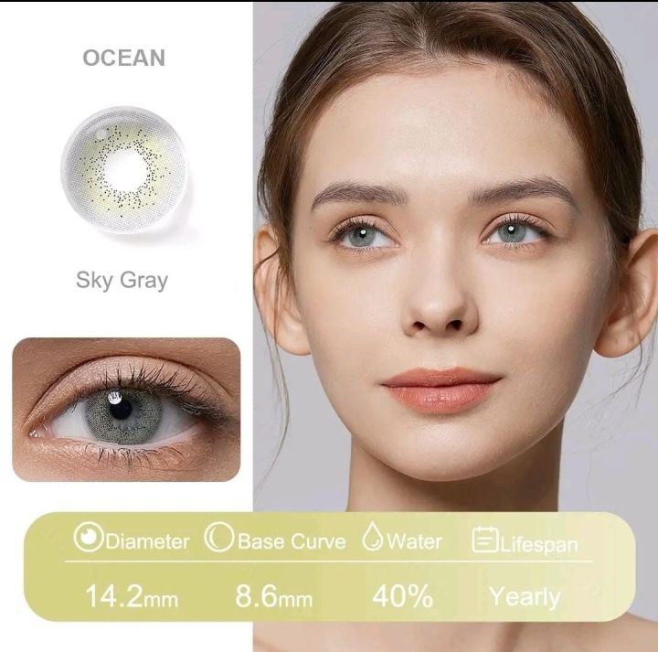 Color Name: Sky Grey, Soft Color Cosmetics Lenses / Eye Lenses / Fashion Lenses / Beauty Lenses, Good Quality With Kit