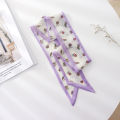 New Style Summer French Retro Purple Tied Hair Small Floral Long Silk Scarf Headband Braided Hair Chiffon Thin Ribbon Scarf. 