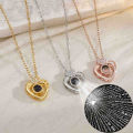 Elegant 100 Languages Projection Pendant Necklaces With Rose  Box For Women Girlfriend Wife  Valentine Jewelry. 