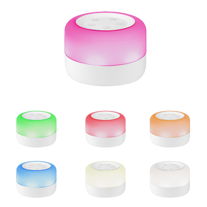 Portable White Noise Machine, 7 Light Effects, 12 Soothing Sounds, 2000mAh Rechargeable Battery, Baby Sleep Aid Device