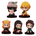 5 Style/Set Q Version Demon Slayer Sitting Ghost Doll Tanjiro Nidouzi Inosuke Zenizu Figure Action Figure Movie Model Toys Doll. 