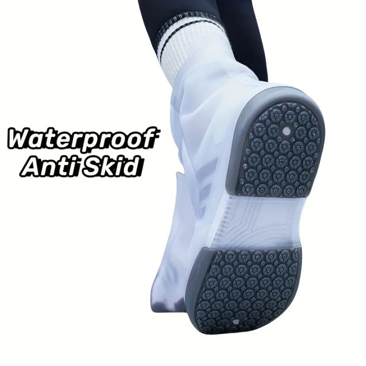 1set%20Two%20Tone%20Shoe%20Covers%20Waterproof%20Overshoes%20Washable%20Anti%20Skid%20Shoe%20Covers%20With%20Button%20White%20Durable%20Shoe%20Covers%20-%20Image%205
