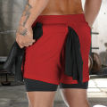 Running Shorts Men Sportswear 2 In 1 Compression Jogging Short Pants Double-deck Bottoms Gym Fitness Training Sport Shorts.