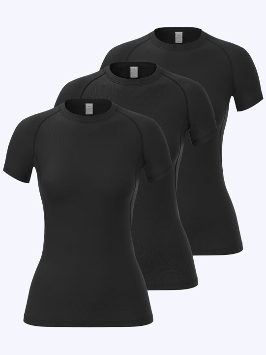 3-Piece%20Women's%20Compression%20Sportswear%20Set%20Short-Sleeve%20Yoga%20Running%20T-Shirt%20Summer%20Fitness%20Quick-Dry%20Clothing%20-%20Image%206