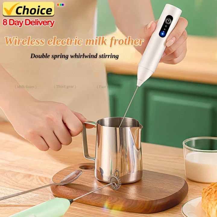 Mini Milk Frother Usb Rechargeable 3 Speeds Foam Maker Coffee Whisk 