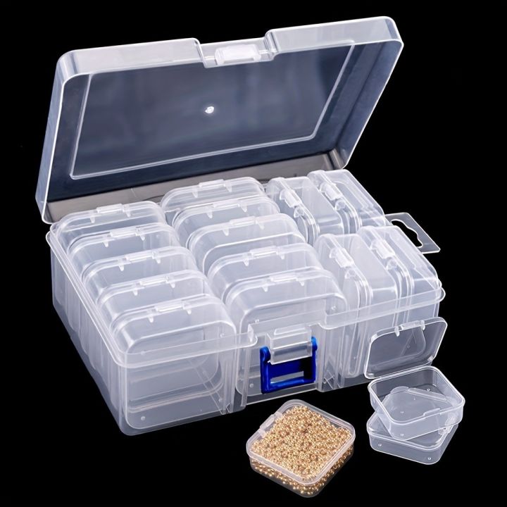 14pcs in 1 Set Beaded Storage Box Nail Art Jewelry Earring Seed Beads Storage Bottle DIY Diamond Painting Rhinestone Craft