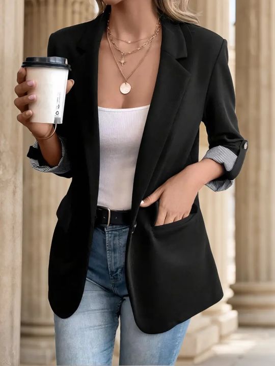 2025%20Women's%20Slim%20Fit%20Casual%20Button%20Blazer%20European%20Style%20Roll%20Up%207-Pt%20Sleeve%20Trendy%20Suit%20Jacket%20-%20Image%203