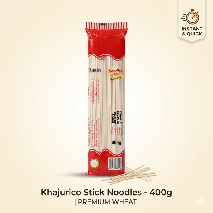 Khajurico Stick Noodles 600g | Instant Wheat Noodles Pack | Quick & Easy Tasty Meal | Family Size Stir Fry Noodles