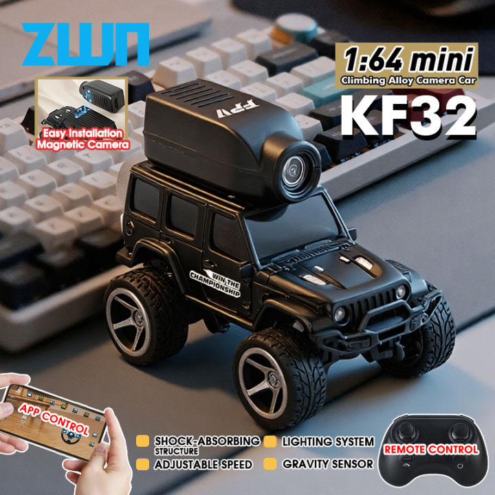 KF32 1:64 RC Mini Climbing Alloy Video Car With LED Light  and HD Camera Radio Remote Control Vehicle Toy for Kids Best 