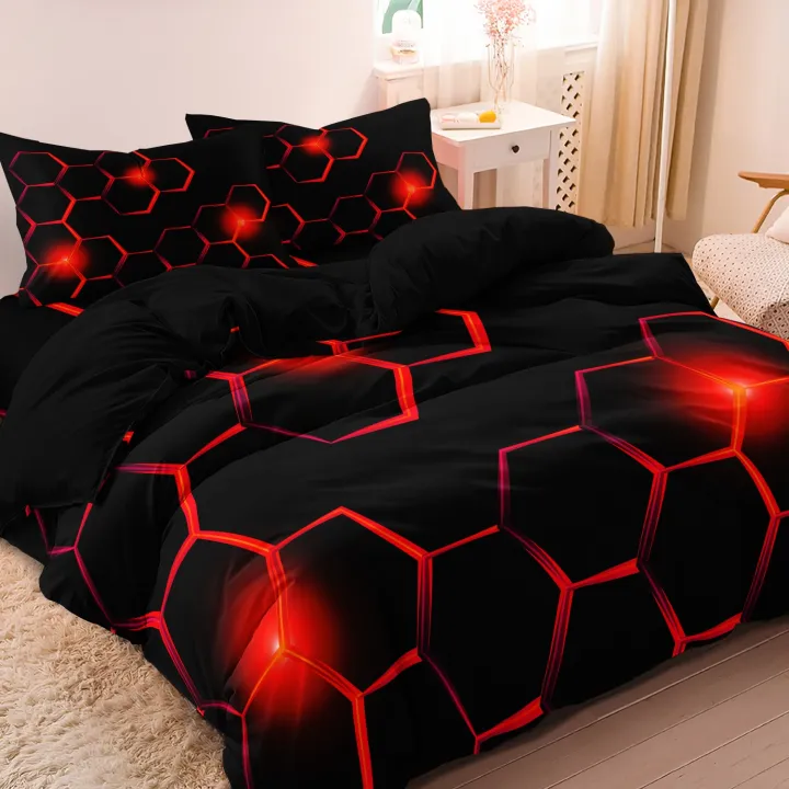 3pcs%20Geometric%203D%20Hexagonal%20Honeycomb%20Pattern%20Duvet%20Cover%20Set,%20Digital%20Print%20Colorful%20Polyester%20Bedding%20with%20Zipper%20Closure%20-%20Image%203
